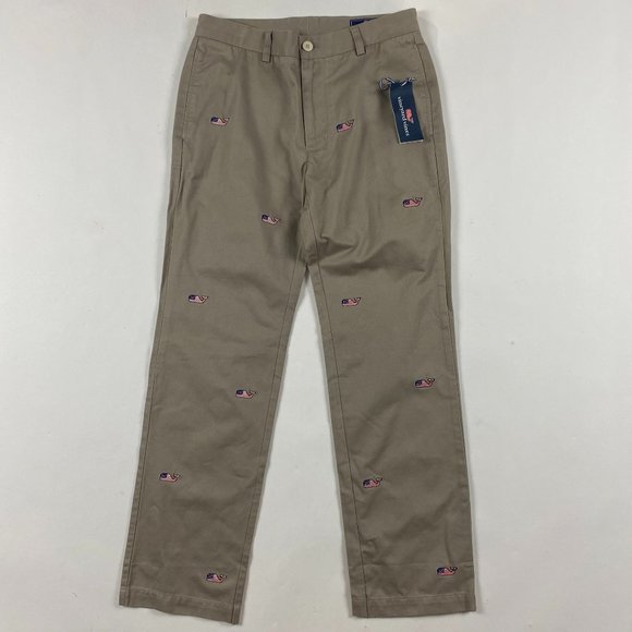 Vineyard Vines Micro Whale AOP Chino Club Pants Mens 30 Khaki Tan - Picture 1 of 16